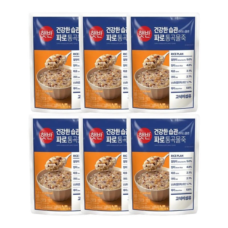 CJ제일제당 [CJ] 햇반 라이스플랜 파로통곡물죽 420g x6개