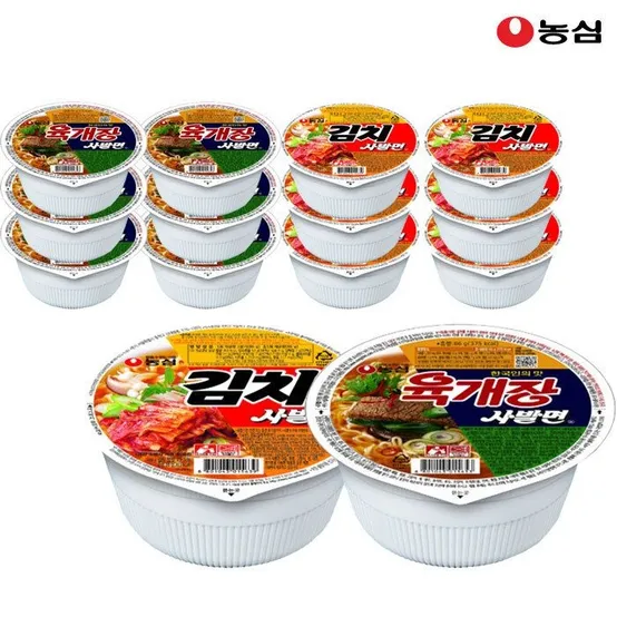 농심 컵라면 혼합 12개(육개장사발면6개+김치사발면6개)