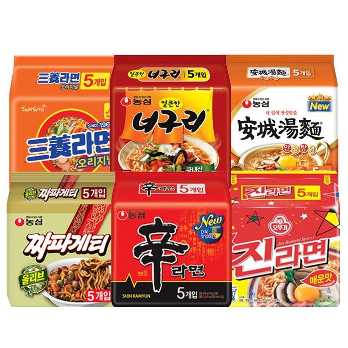 [㈜농심]농심 봉지라면 혼합 30봉(신라면5봉+짜파게티5봉+안성탕면5봉+삼양라면5봉+너구리5봉+진라면매운맛5봉)