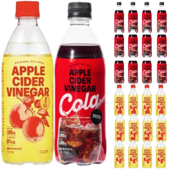 클룹 애사비소다 제로 탄산음료 500ml 콜라 12개 + 사과 12개