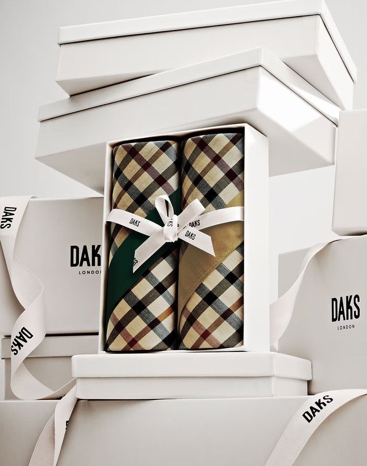 [롯데백화점] 닥스 ACC [인기신상] DCHA6F002I2 [DAKS GIFT]하우스체크 면 손수건 2종세트(골드/그린) LE1222374512