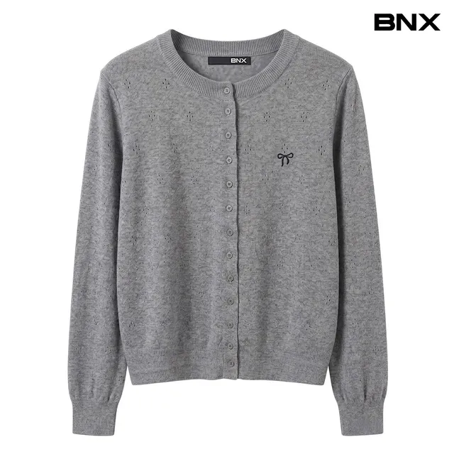 BNX [~77]데일리 펀칭 리본 자수 니트 가디건 (BY3CD016L0)