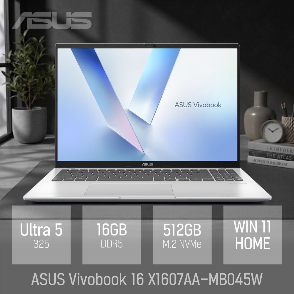 ASUS ⓒ ASUS 비보북 16 X1607AA-MB045W 16GB 512GB WIN11 / 16인치 포토샵 사무 웹서핑 고성능 주식용 노트북