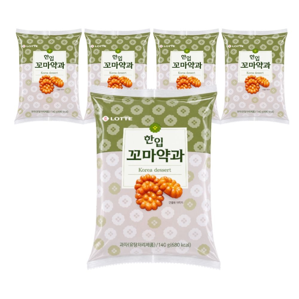 동화씨엔에프(주) 롯데리아 롯데 한입 꼬마약과 140g x 5개 미니 전통과자