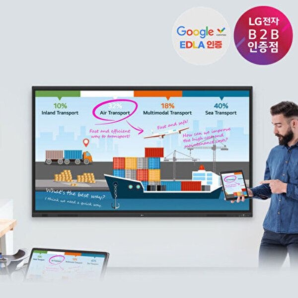 LG전자 [LG전자]LG 55인치 전자칠판 55TR3DQ 안드로이드 스마트보드 이동식스탠드(NS-M4000)