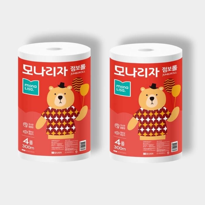 [모나리자] 점보롤 2겹 300m 4롤 x 2팩_SH