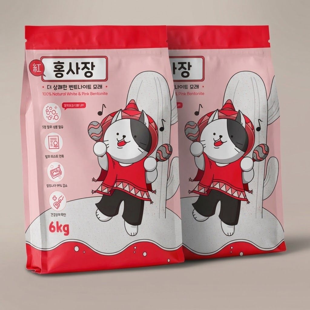 홍사장 화장실 고양이 모래 벤토나이트 6kg 2개