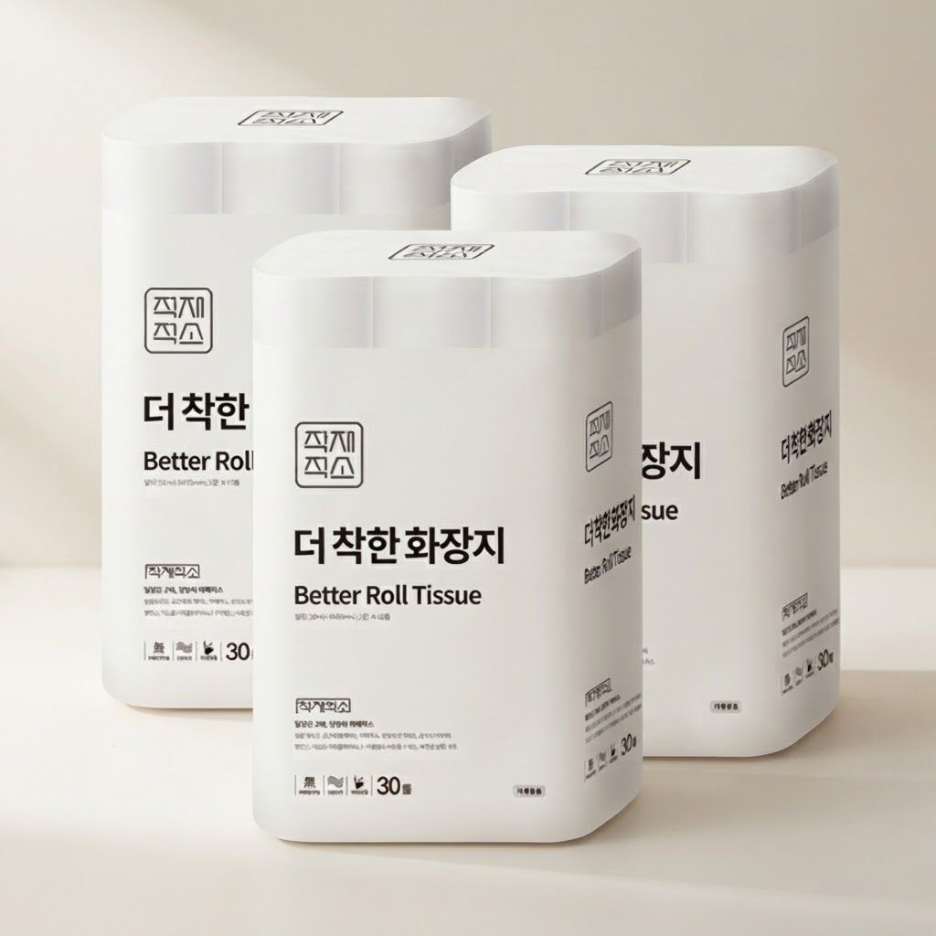 적재적소 무형광 화장지 착한 더 30M 30롤 3개