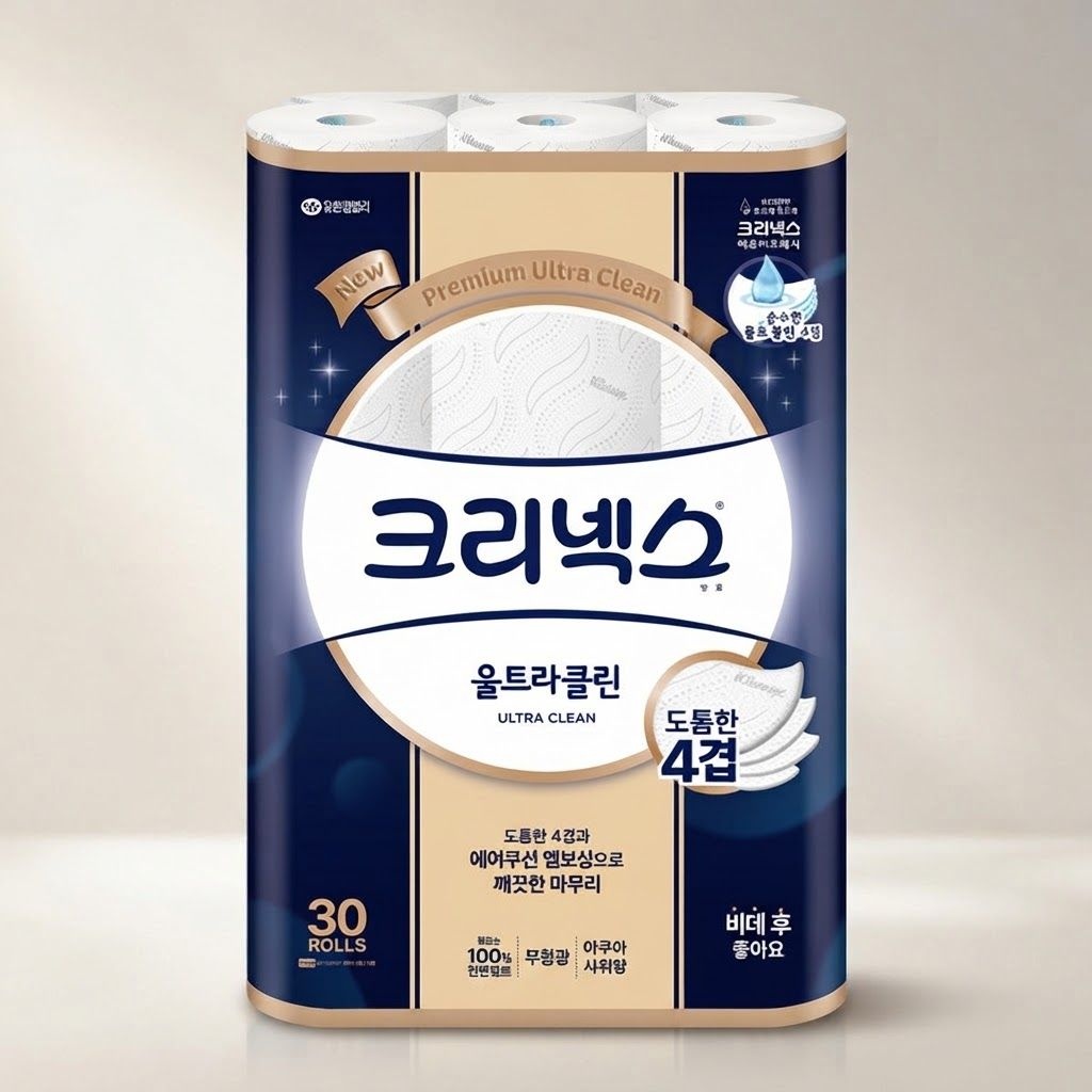 크리넥스 25M 울트라클린 휴지 4겹 30롤 1팩