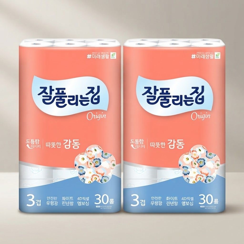 잘풀리는집 미래생활 화장지 따뜻한감동 잘풀리는집 25m 30롤 2팩