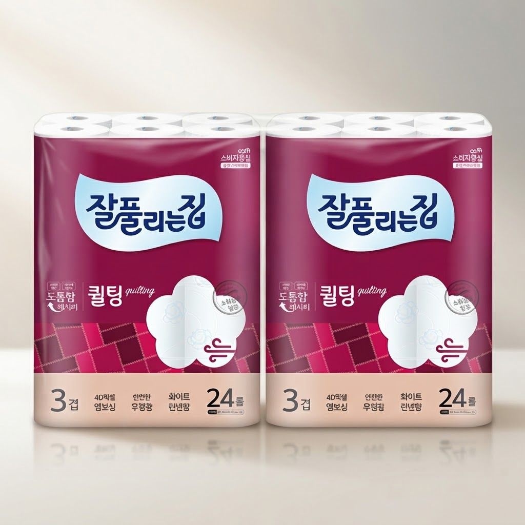 잘풀리는집 미래생활 잘풀리는집 퀼팅 3겹 화장지 30m x 24롤 x 2팩