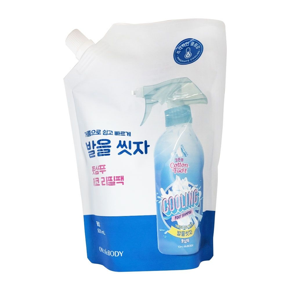 온더바디 코튼풋 발을 씻자 쿨링 세이지허브향 500ml(리필) 발냄새케어 풋샴푸 So