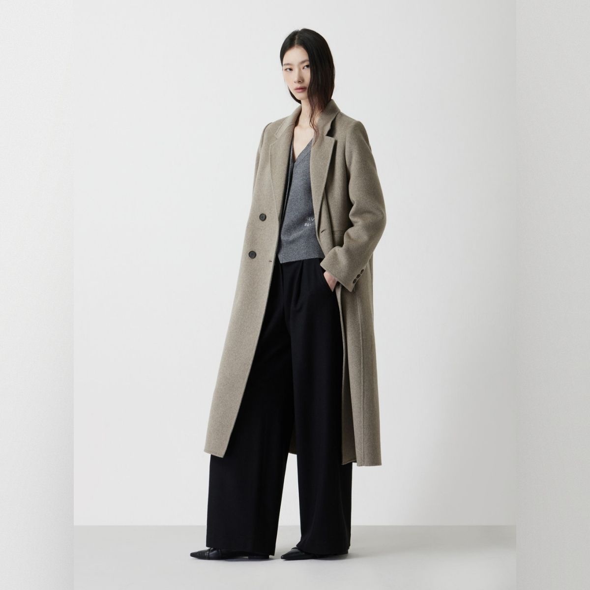 울블렌디드 테일러드 더블 롱코트 Z254MSG544