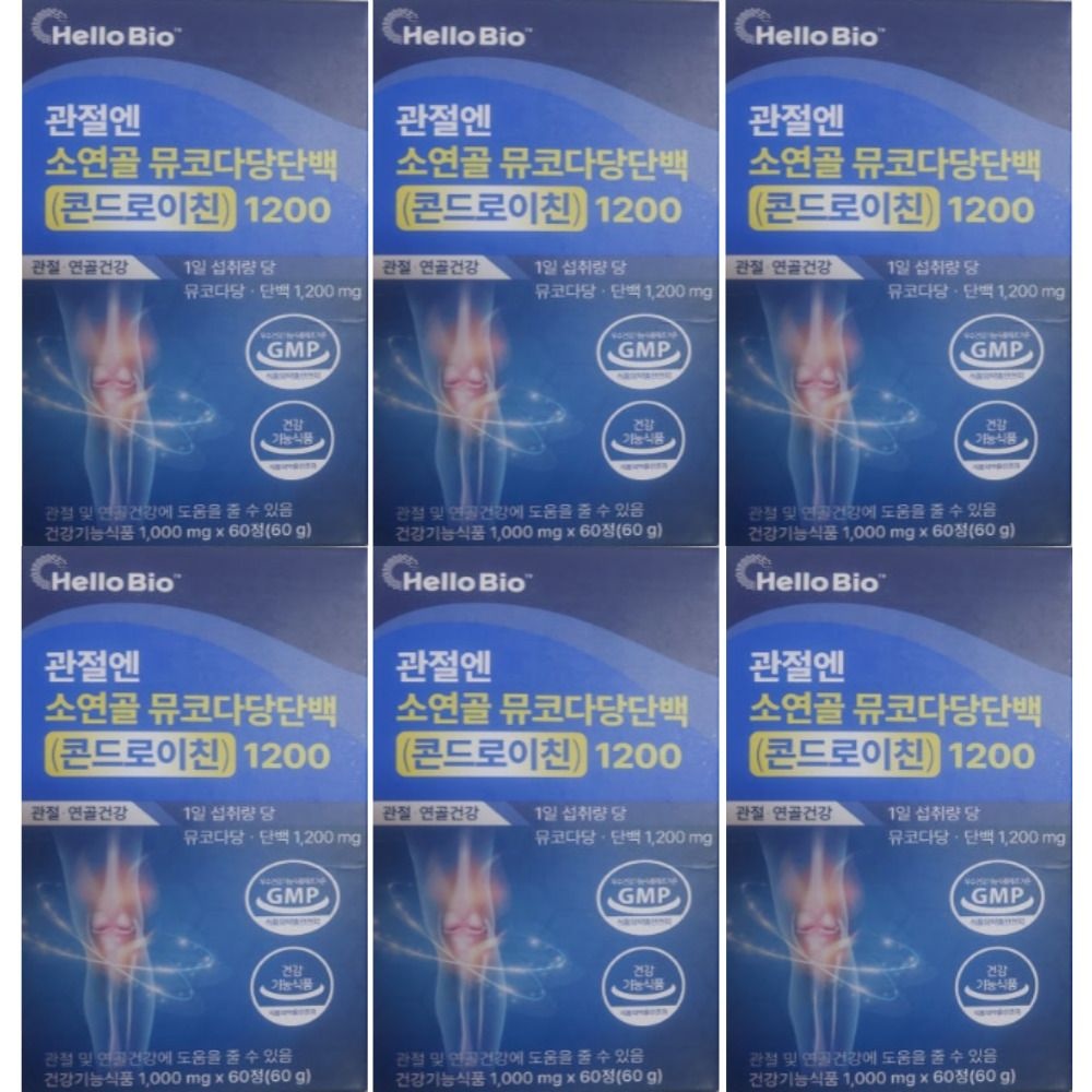 헬로바이오 관절엔 소연골 뮤코다당단백 콘드로이친1200 60정, 6박스