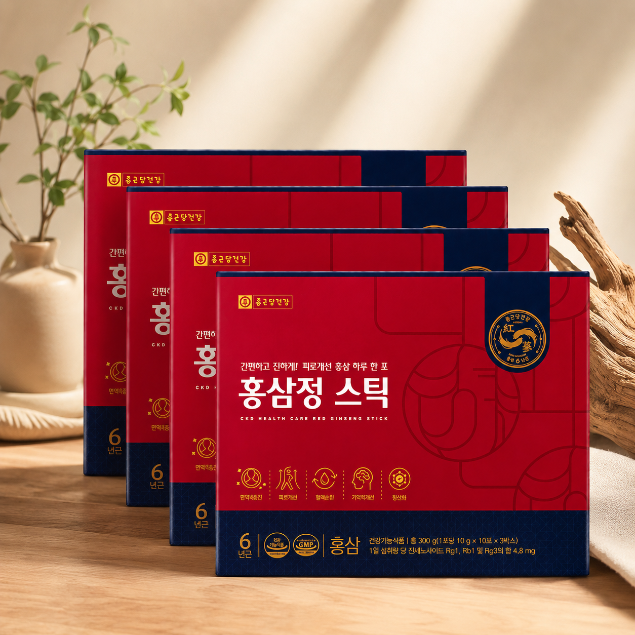 [오늘출발] 종근당건강홍삼정스틱 추석선물세트 홍삼스틱 10g, 30포, 4개