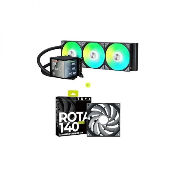 TRYX [해외] TRYX 트릭스 파노라마 360 ARGB 곡면 스크린 360mm 일체형 수랭 쿨러 ROTA PRO 140 고성능 LCP 케이스 팬 번들 298740