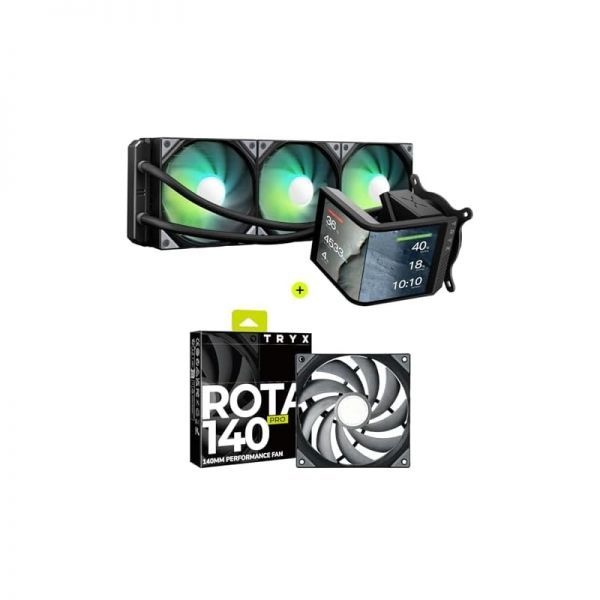 TRYX [해외] TRYX 트릭스 Panorama SE 360 ARGB 곡면 스크린 360mm 일체형 수랭 쿨러 ROTA PRO 140 고성능 LCP 케이스 팬 번들 298742