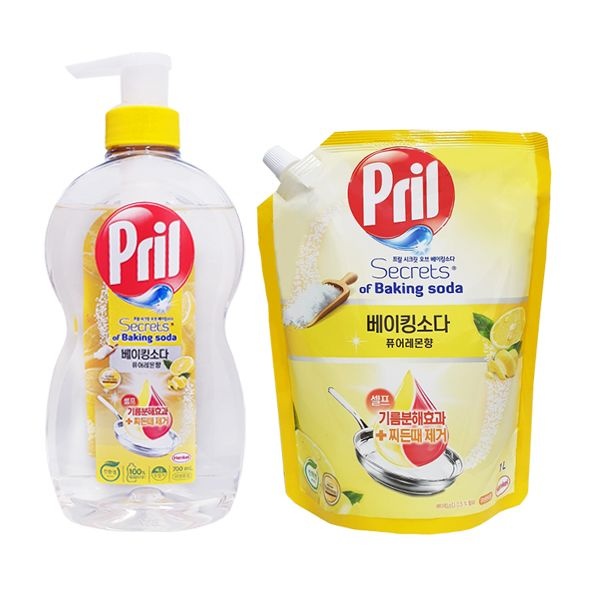 프릴 주방세제 베이킹소다 퓨어레몬 700ml + 리필 1000ml