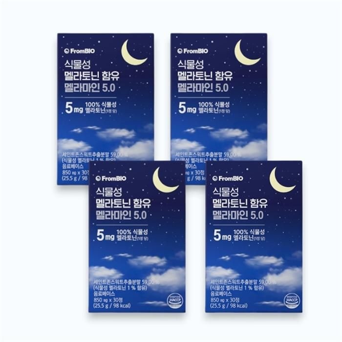 프롬바이오 식물성 멜라토닌 함유 멜라마인 5mg 30정x4박스