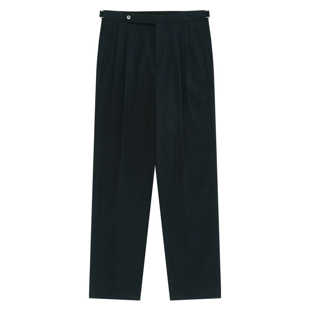 벨리프 Cotton Gabardine 2-Pleated Adjust relaxed Chino (Teal Navy_japan fabric)