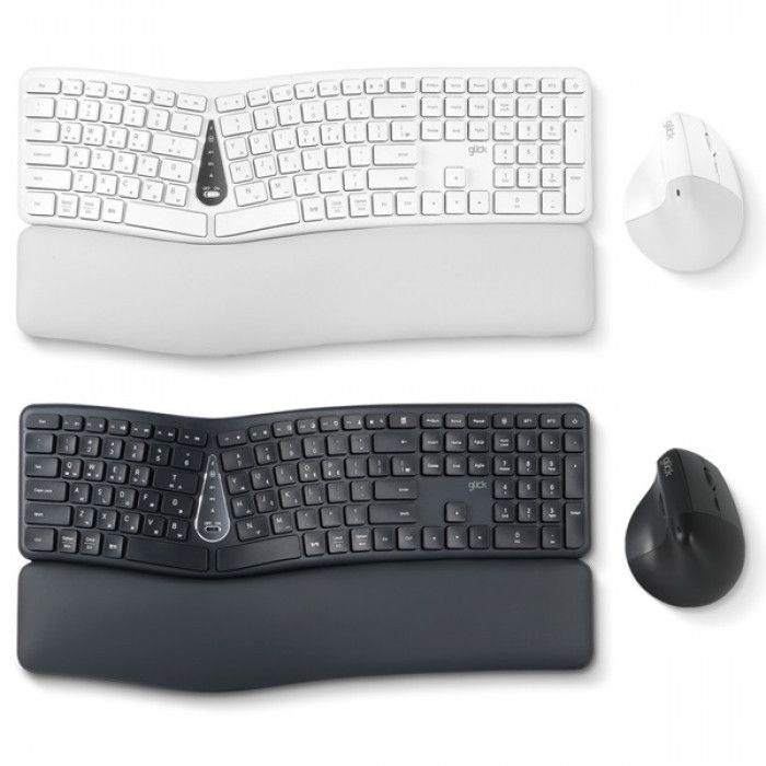 [오늘출발] 지클릭커 OFFICEPRO EMK300 인체공학 사무용 무선 키보드 마우스 세트 (화이트)