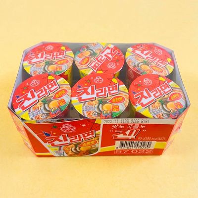 [오뚜기] 진라면 매운맛 컵라면 소컵 65g x 6개