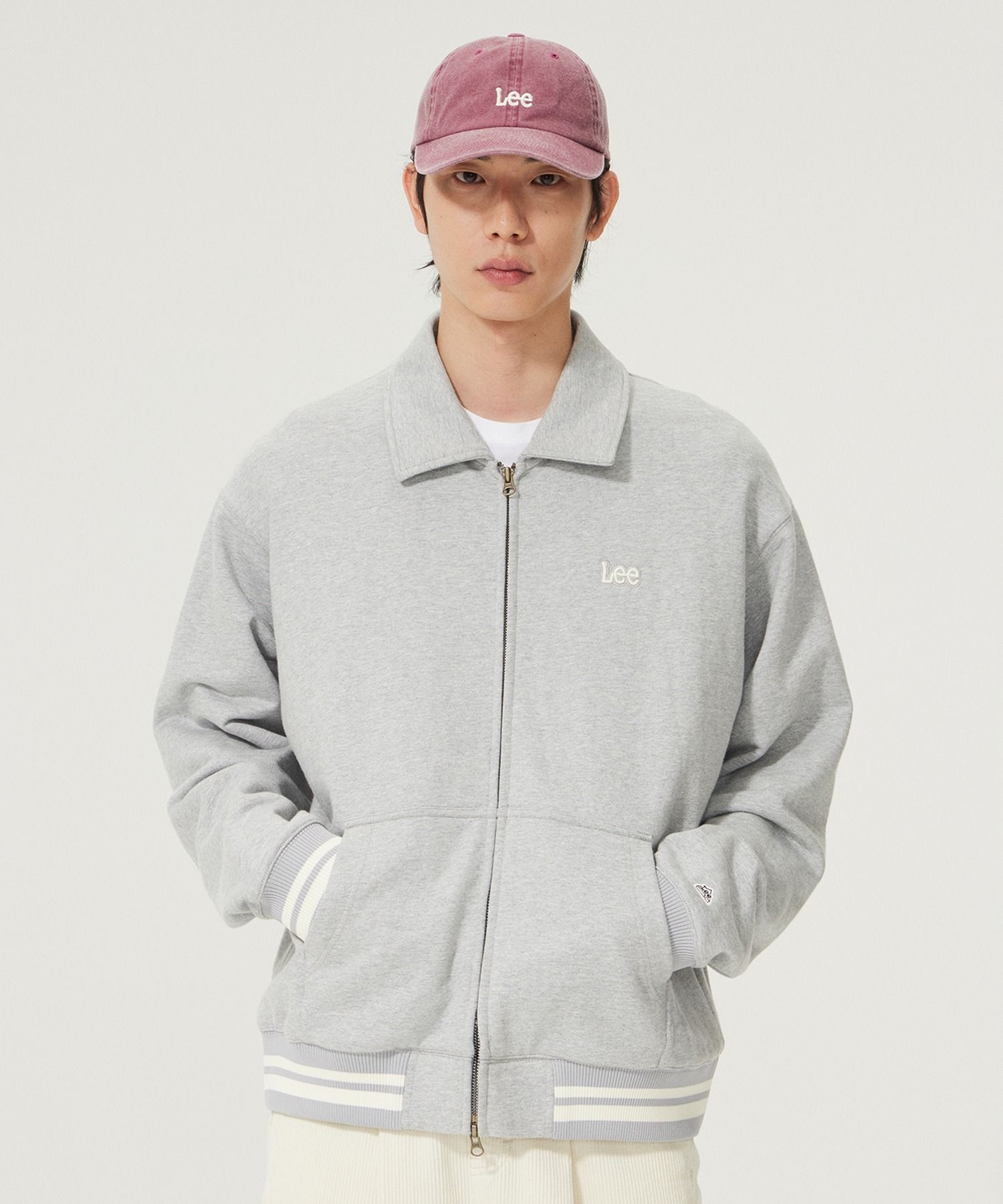 비케이브 와이시리즈 리 체인 자수 로고 카라 스웻 집업 그레이 LE2403HZ04GR 4343782