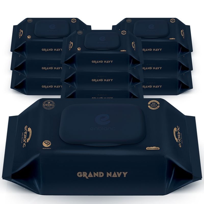 앙블랑 물티슈 80평량 그랜드 네이비 캡형 70매X10팩