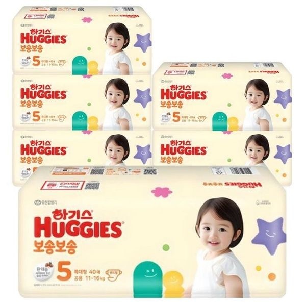 하기스 NEW 보송보송 밴드형 5단계 남여공용 40Px6팩 (기본)