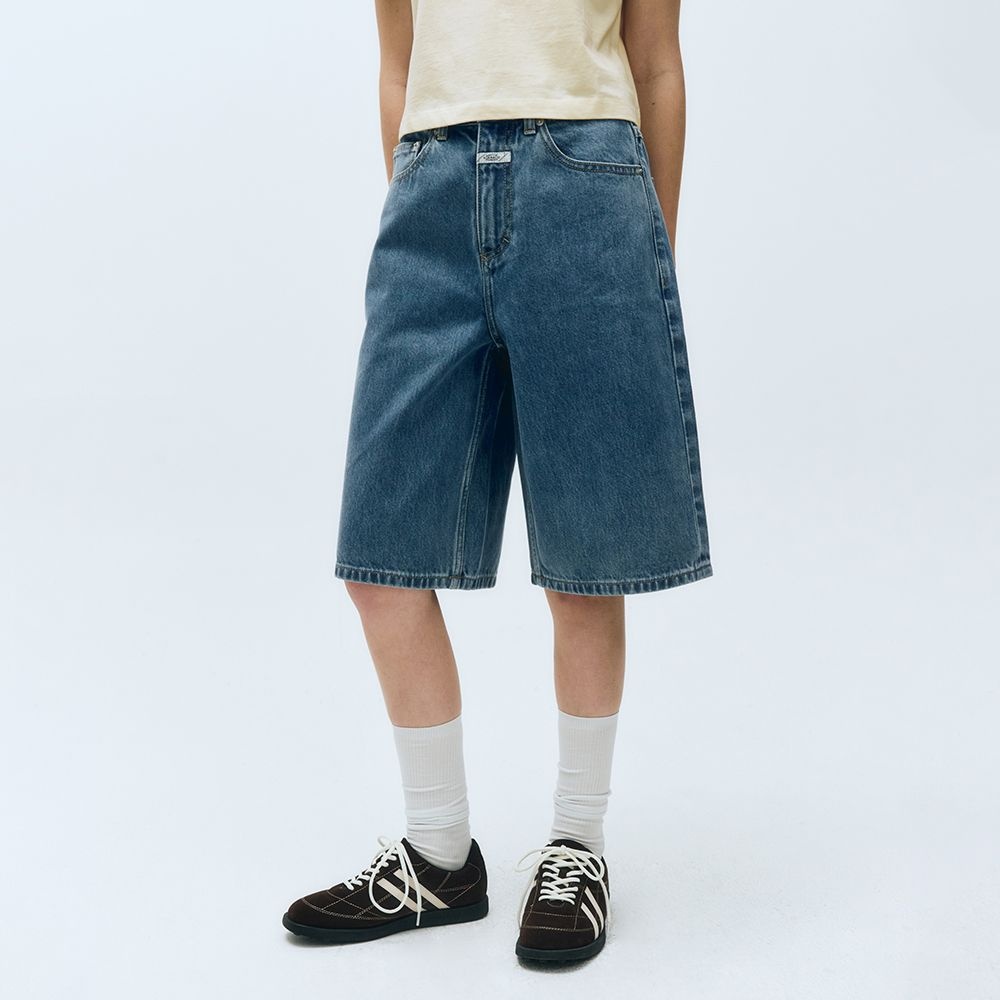W LONG BERMUDA DENIM PANTS light blue