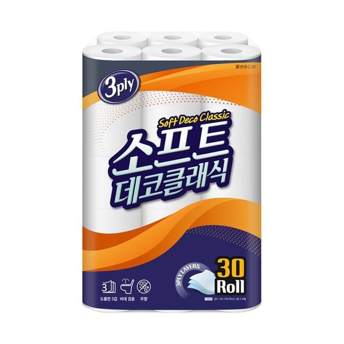 코디 화장지 소프트 데코 클래식 25M 30롤 1개