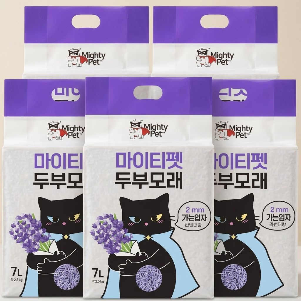 마이티펫 두부모래 라벤더향 고양이 가는입자 7L 5개입