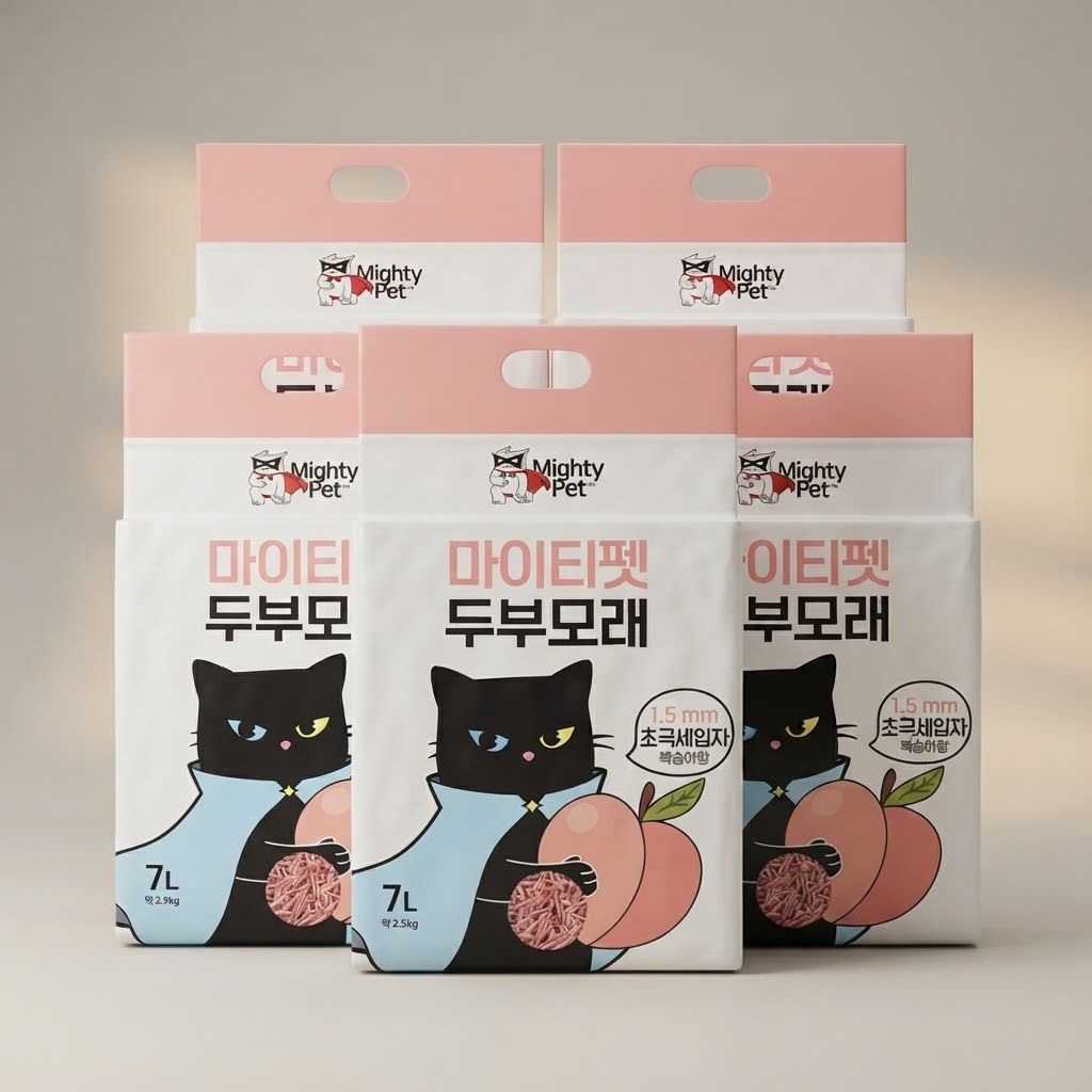 마이티펫 복숭아향 초극세입자 두부모래 고양이 8L 5개입
