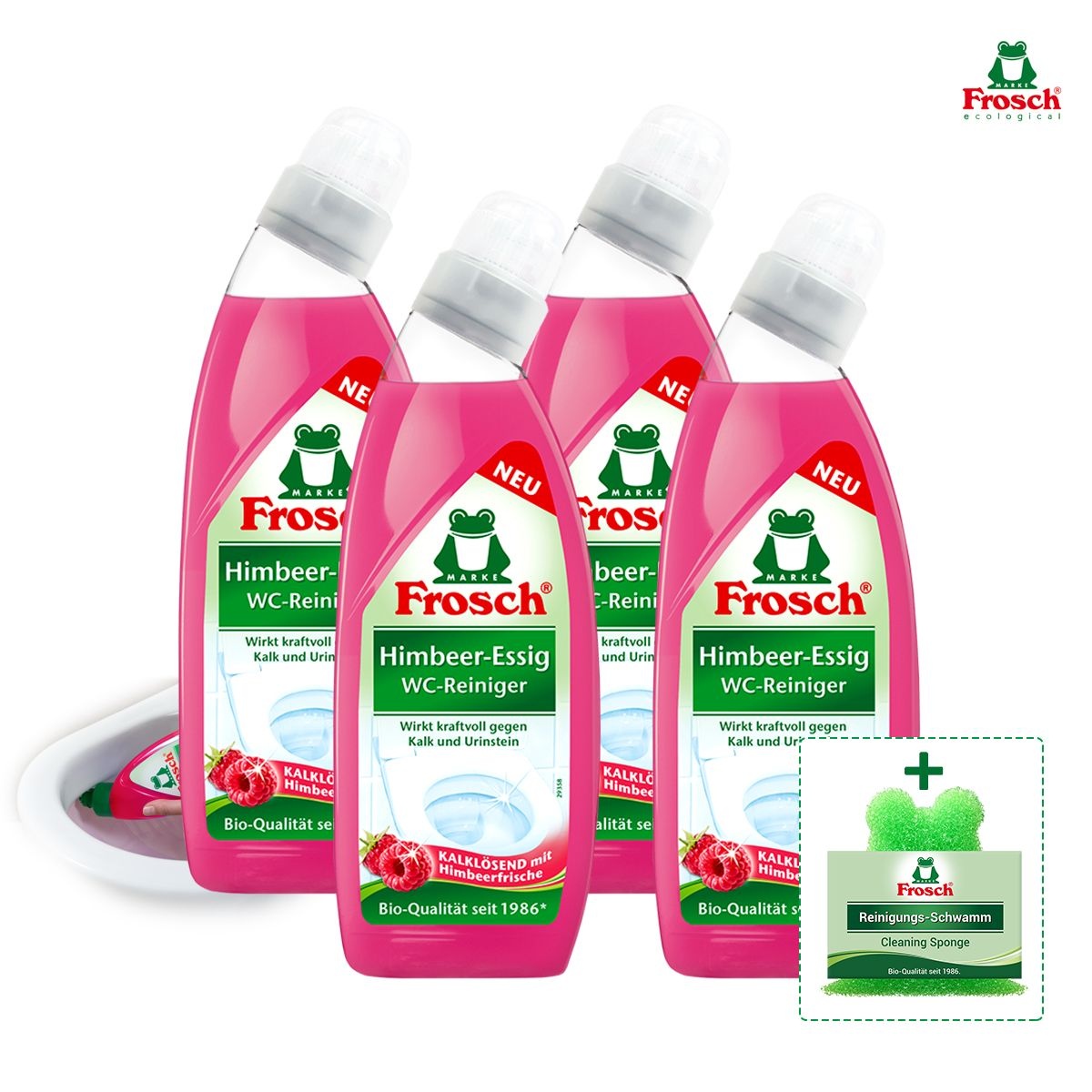 프로쉬 라즈베리 변기세정제 750ml(4개+수세미)