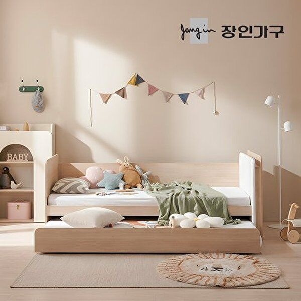 장인가구 [장인가구](무료) 뉴피터 LED 패브릭헤드 E0 슬라이드 2단침대 침대프레임 S+가드+낮은포켓+파워본넬