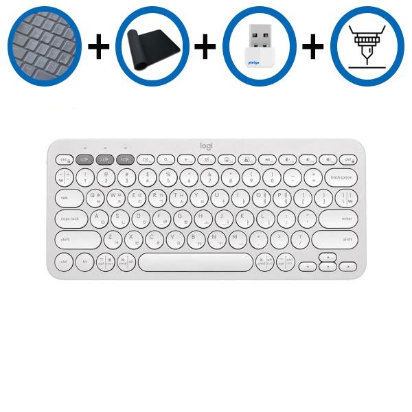 키스킨+장패드+동글+각인서비스 로지텍 K380S+M350S 화이트 한글 블루투스 키보드 무소음 마우스세트