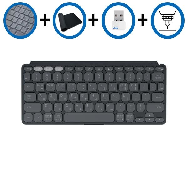 키스킨+장패드+동글+각인서비스 로지텍 KEYS TO GO2 키즈투고2 블루투스 미니키보드 그래파이트