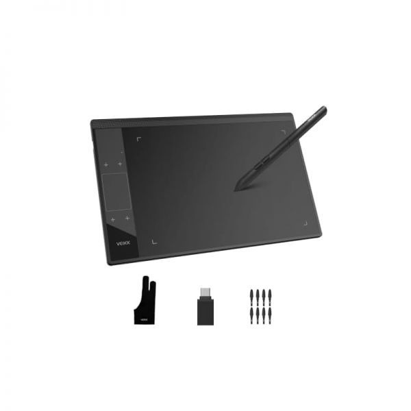[해외] VEIKK A30 V2 드로잉 태블릿 10x6인치 그래픽 8192단계 필압 감지 배터리 펜 터치패드 4개의 단축키 컴퓨터용 패드 Mac Wi