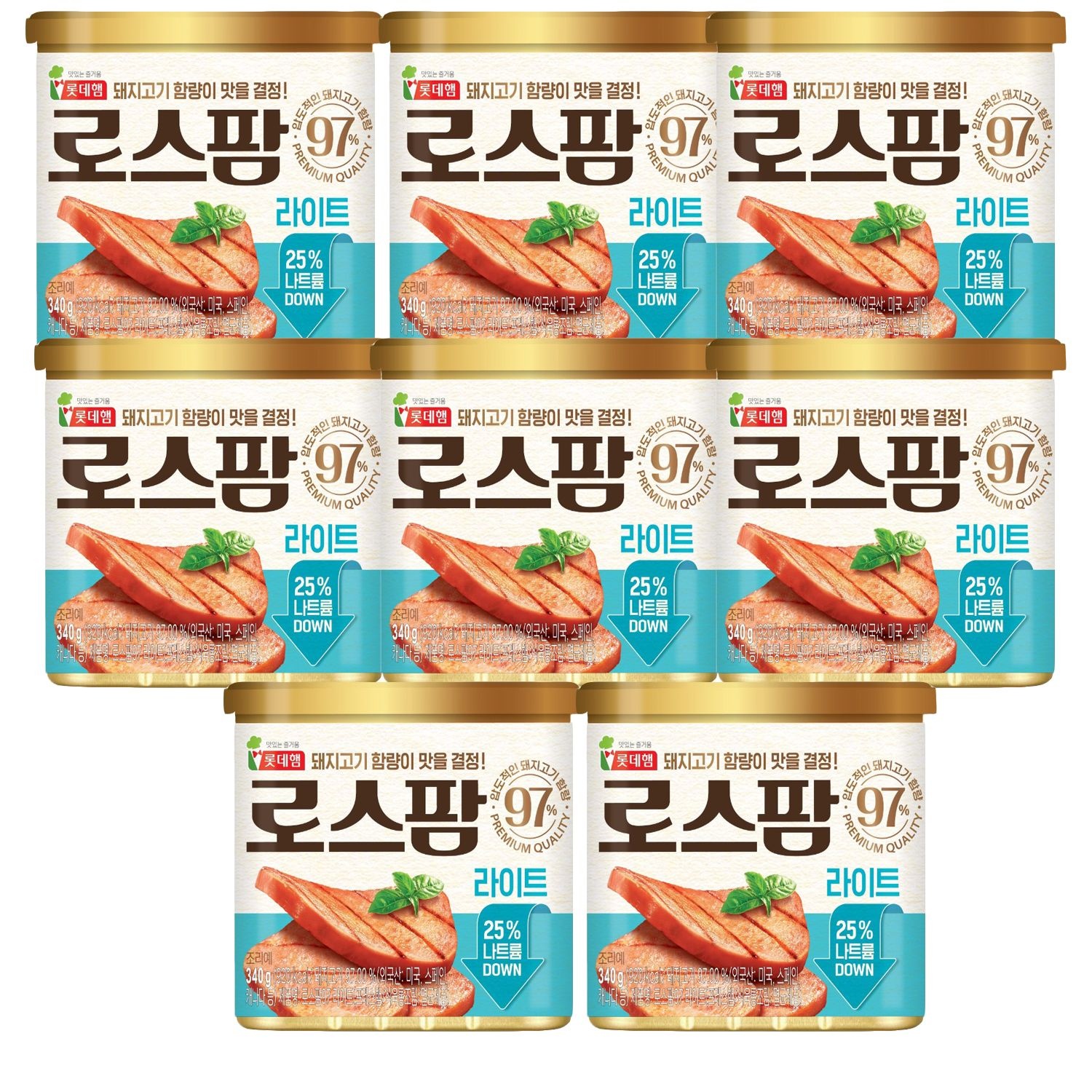 롯데햄 (롯데햄) 로스팜97 라이트 340g(8캔) 압도적인 돼지고기함량