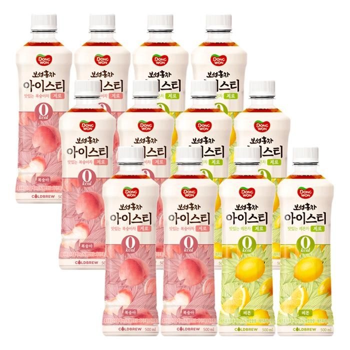 동원F&B 보성홍차 아이스티제로 0Kcal 복숭아 500ml 12펫