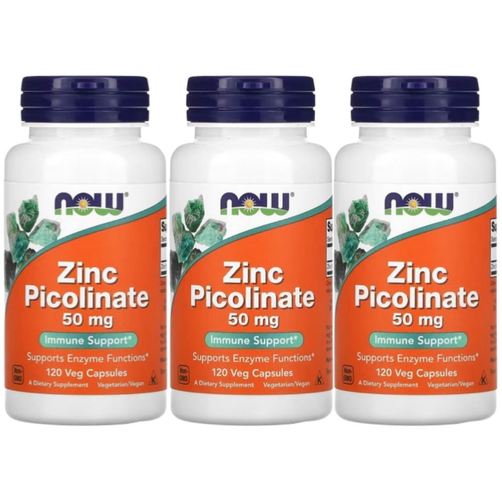 [해외] 나우푸드 아연 피콜리네이트 Zinc Picolinate 50mg 120정 3개