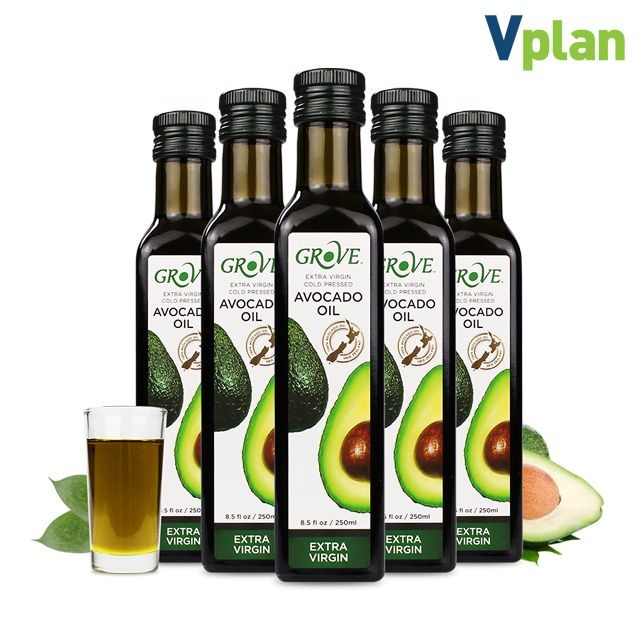 브이플랜 (현대Hmall) 뉴질랜드 그로브 엑스트라버진 아보카도오일 250ml x 5병 냉압착 아보카도유