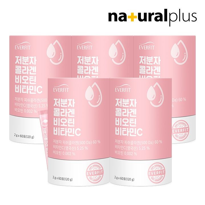 (현대Hmall) [에버핏] 어린 저분자 피쉬 콜라겐 비오틴 비타민C 60포 5통(10개월분) / 엘라스틴