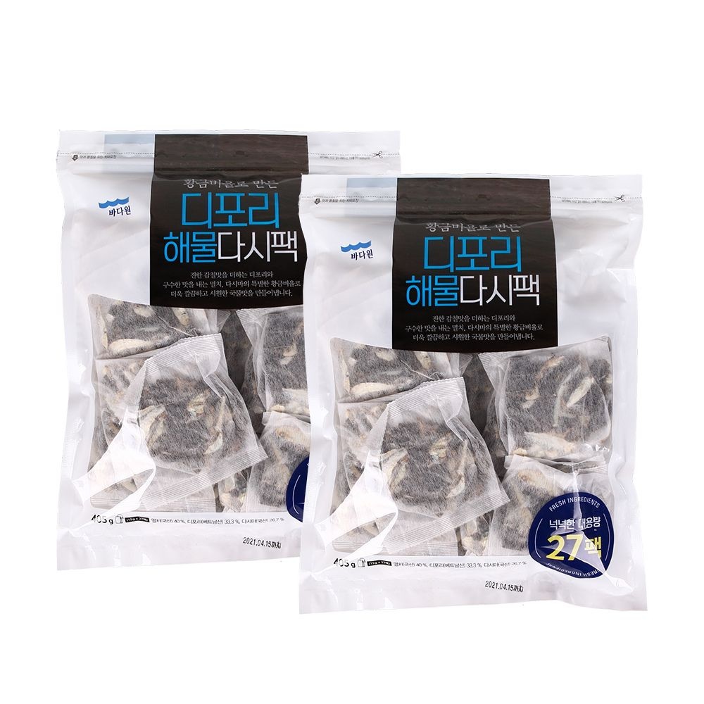 바다원 (현대Hmall) 바다원 디포리 해물다시팩 405g x 2봉(총15gx54팩) 국물용팩