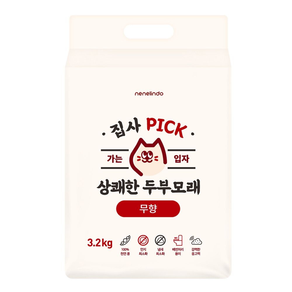네네린도 네네린도 집사픽 상쾌한 3.2kg x 5팩 총16kg 대용량 고양이 두부모래 가는입자 오리지널 무향