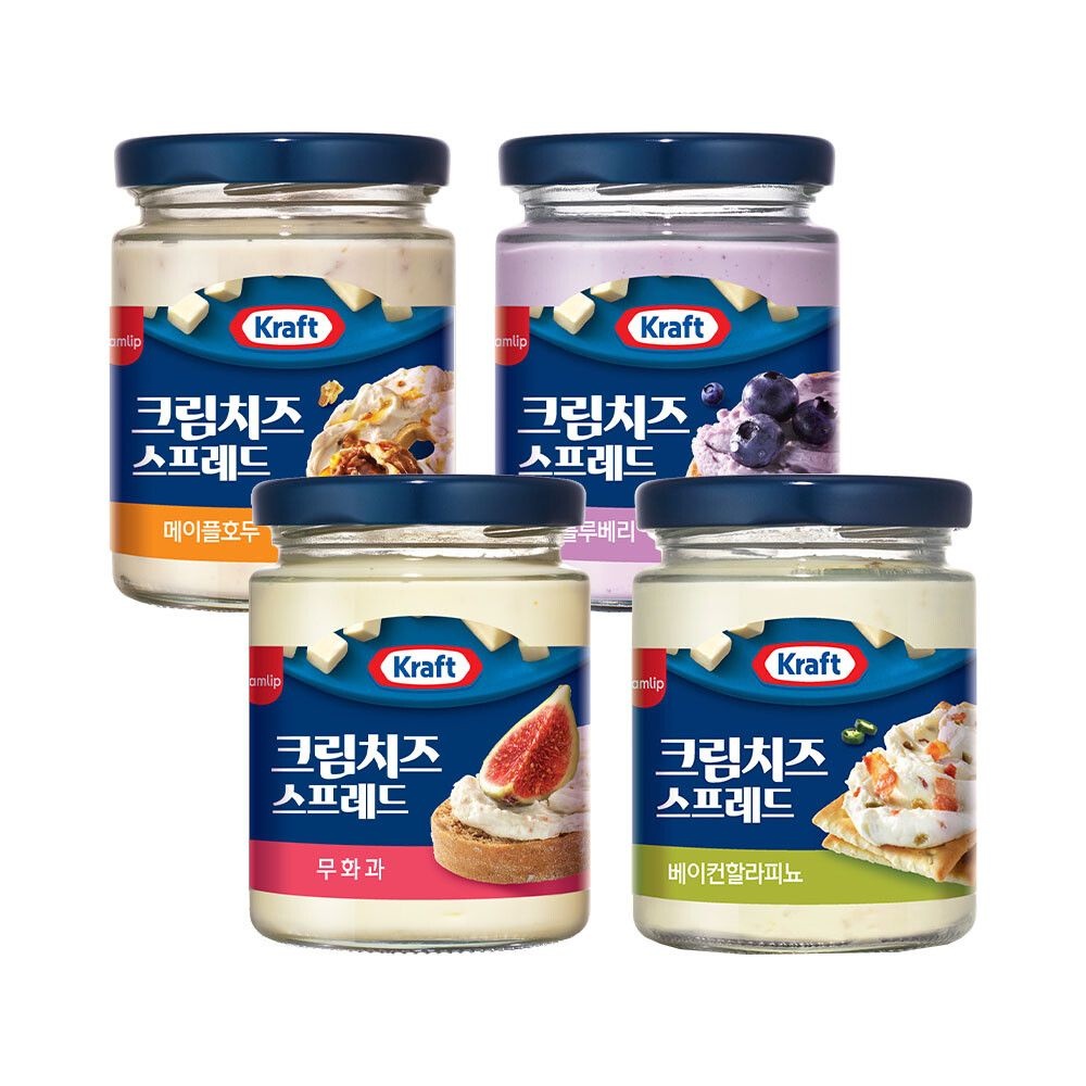 삼립 (현대Hmall) 삼립 크래프트 크림치즈 스프레드 4종 4병 맛보기(무화과/메이플호두/베이컨/블루베리)