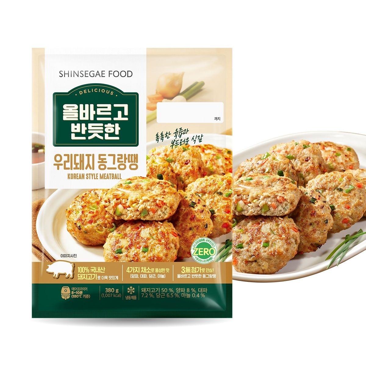 [롯데백화점] 신세계푸드 올바르고 반듯한 우리돼지 동그랑땡 380g x 4팩