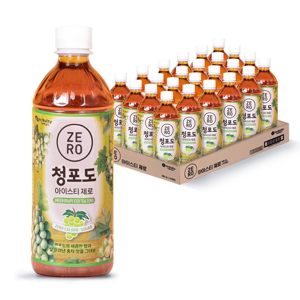 맥널티 (현대홈쇼핑) 맥널티 청포도 아이스티 제로칼로리 음료 500ml 24개입