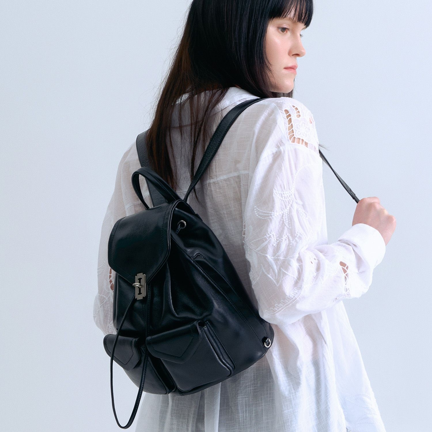 분크 B.Occam Doux double pocket Backpack M (오캄 두 더블 포켓 백팩 미듐) Black[부산본점]