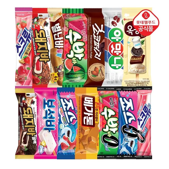롯데 바 아이스크림 14종 20+20 총 40개 골라담기 스크류바/수박바/돼지바/옥동자 등